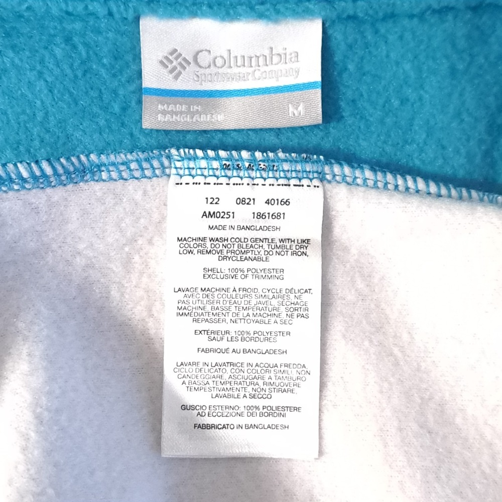 Columbia Men's Fleece Jacket M Nimbus Gray, Electric Turqu Half Snap Mock Neck - Picture 4 of 9